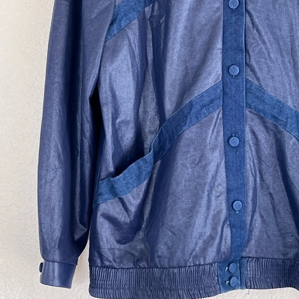 TJ | Vintage blue button front bomber lightweight jacket women’s sz extr…